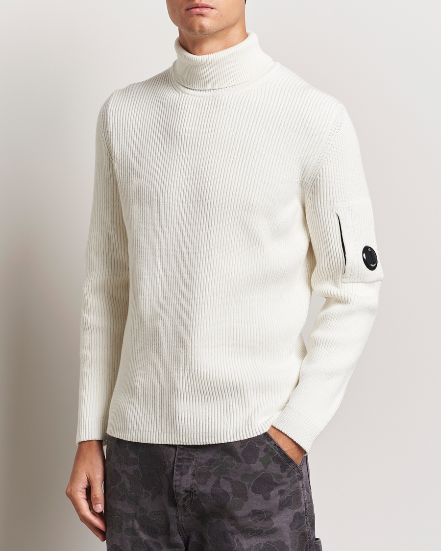Heren | Truien | C.P. Company | Full Rib Knitted Cotton Rollneck Off White