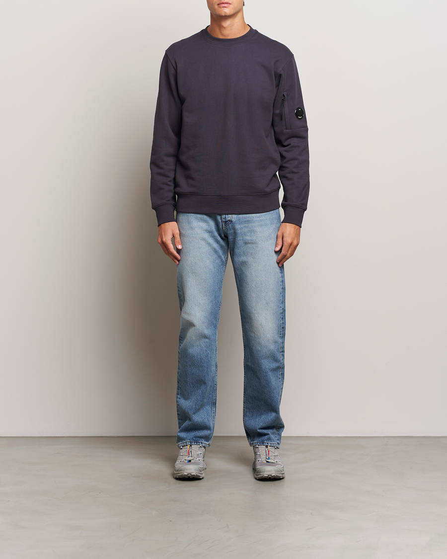 Heren | Truien | C.P. Company | Diagonal Raised Fleece Lens Sweatshirt Washed Navy