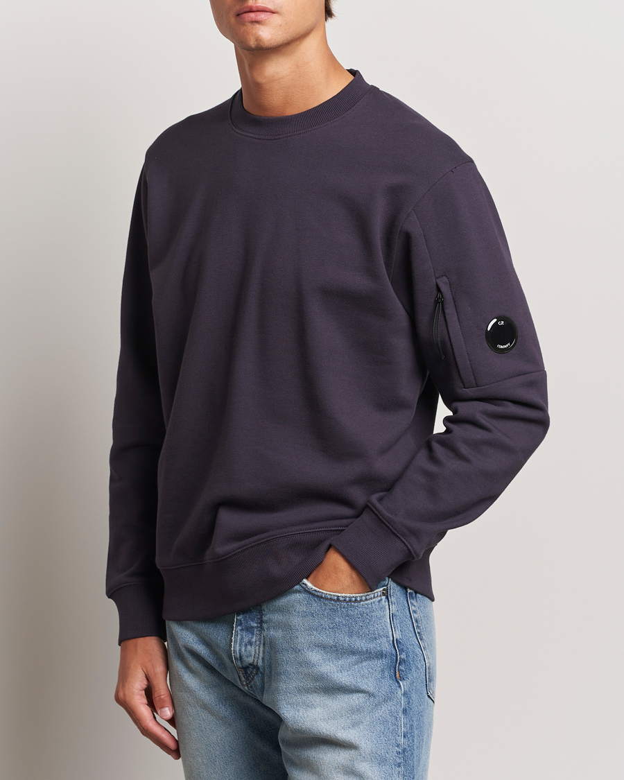 Heren | Truien | C.P. Company | Diagonal Raised Fleece Lens Sweatshirt Washed Navy