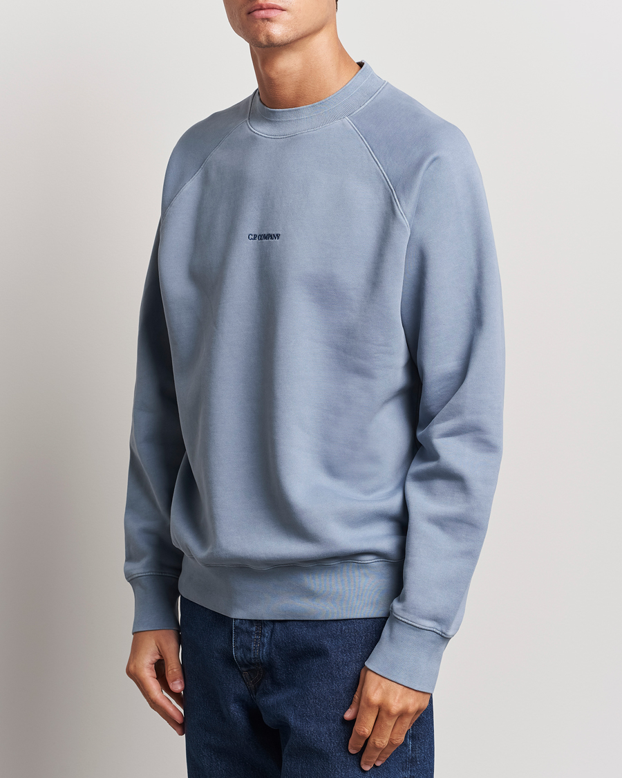 Heren | Truien | C.P. Company | Brushed Emerized Fleece Sweatshirt Light Blue