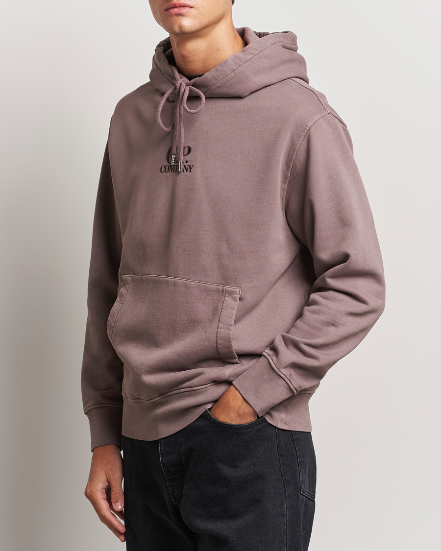 Heren | Truien | C.P. Company | Brushed Emerized Fleece Hood Sweatshirt Washed Purple