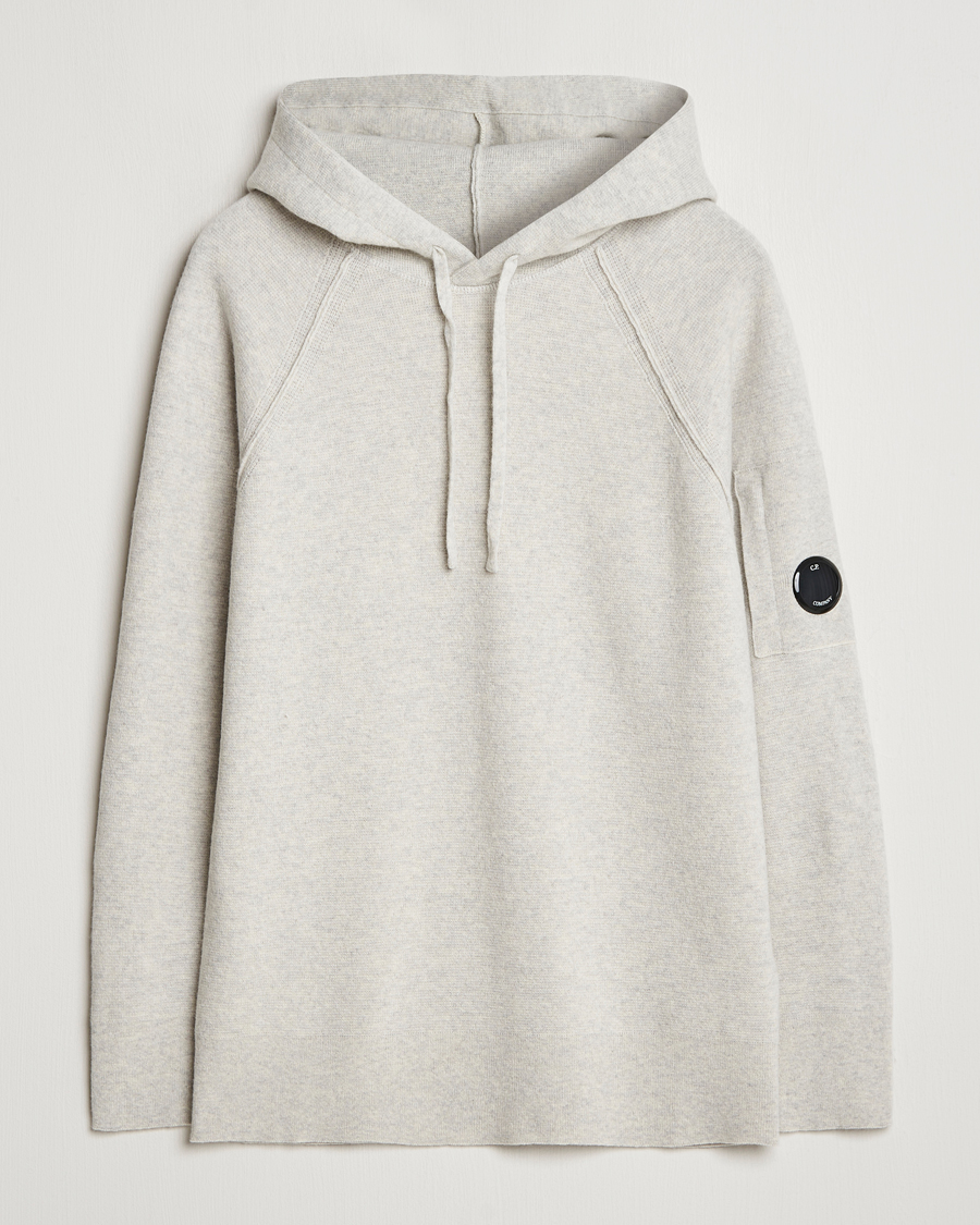Heren | Truien | C.P. Company | Lambswool Knitted Lens Hood Grey Melange