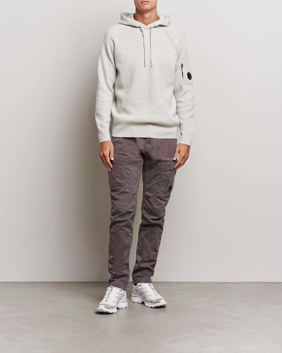Heren | Truien | C.P. Company | Lambswool Knitted Lens Hood Grey Melange