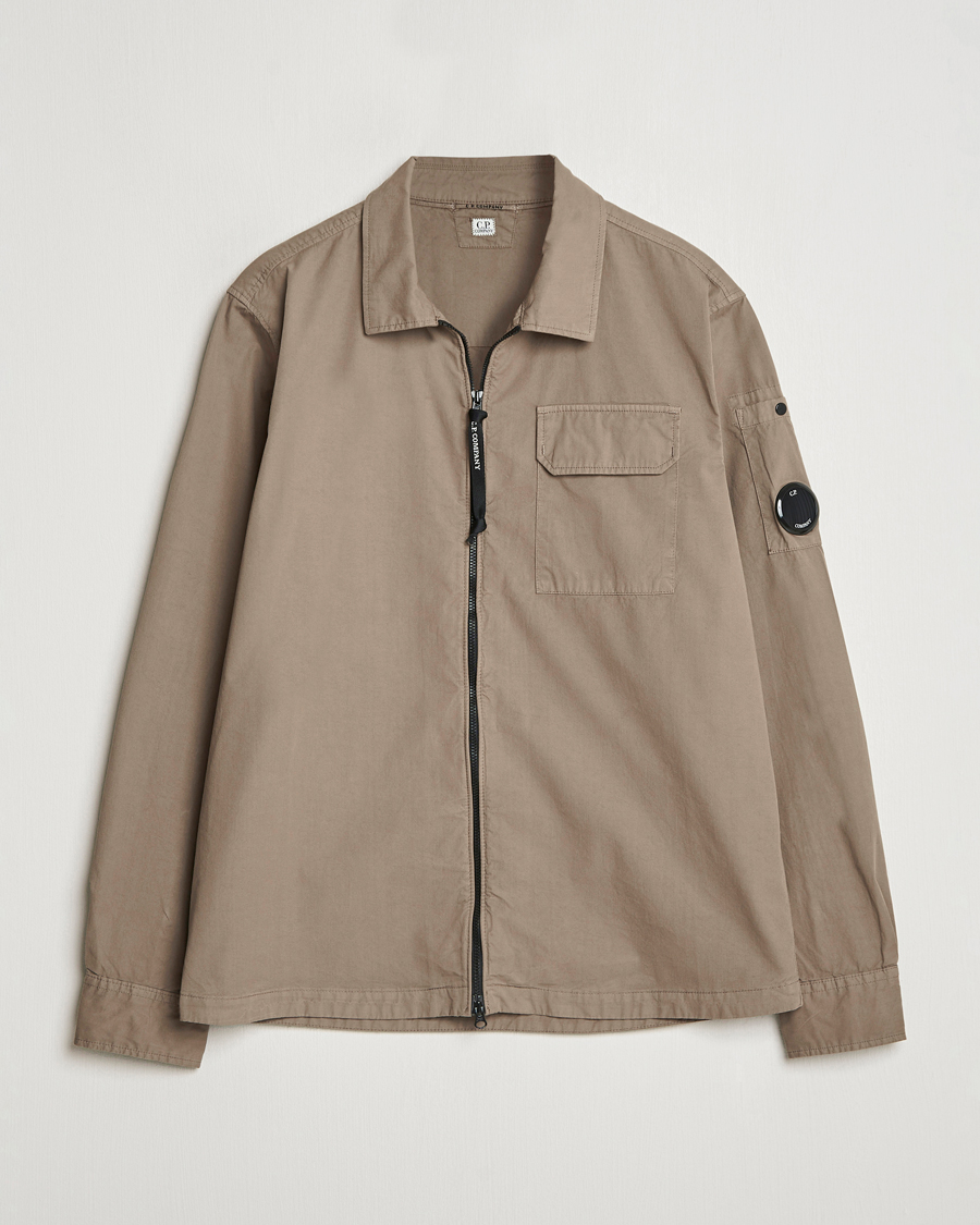 Heren | Overhemden | C.P. Company | Organic Cotton Gabardine Zip Overshirt Taupe