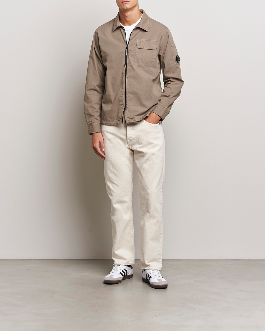 Heren | Overhemden | C.P. Company | Organic Cotton Gabardine Zip Overshirt Taupe