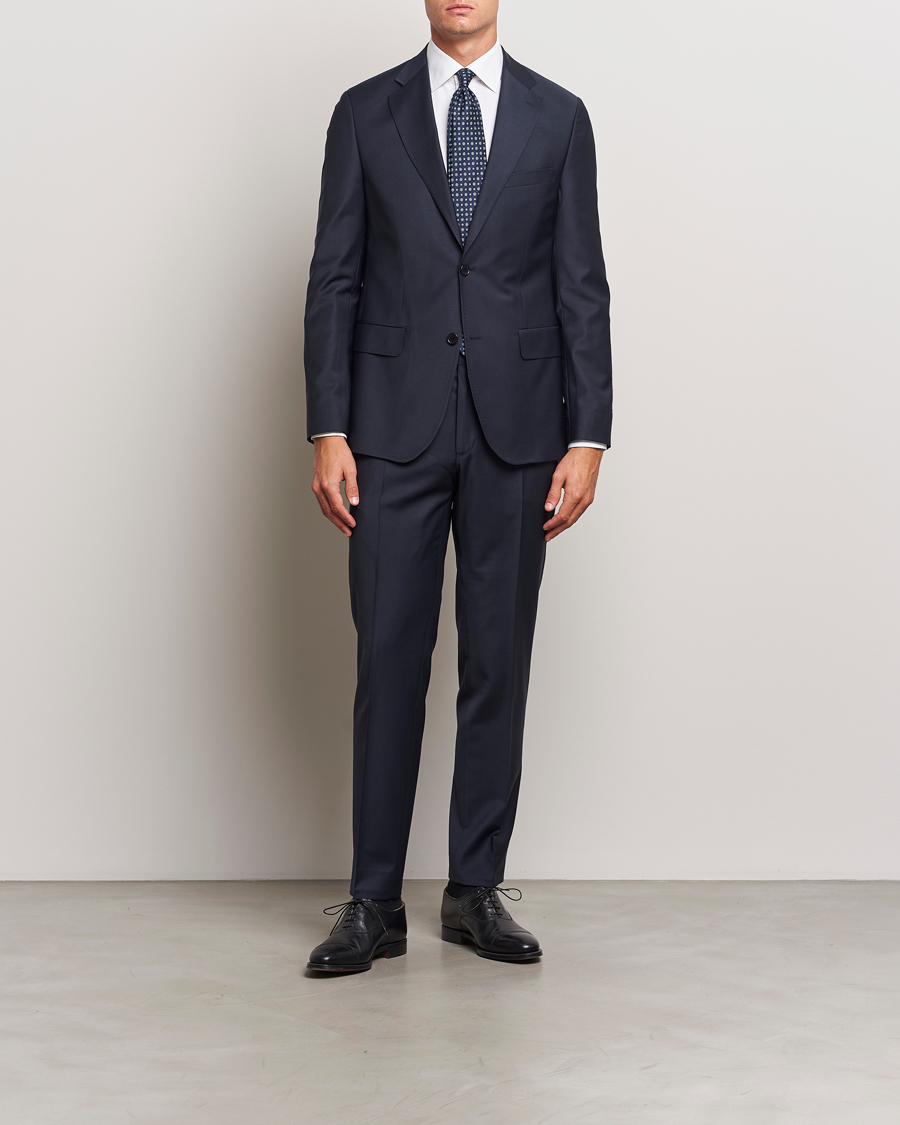 Heren | Broeken | Morris Heritage | Morris Wool Suit Trousers Navy