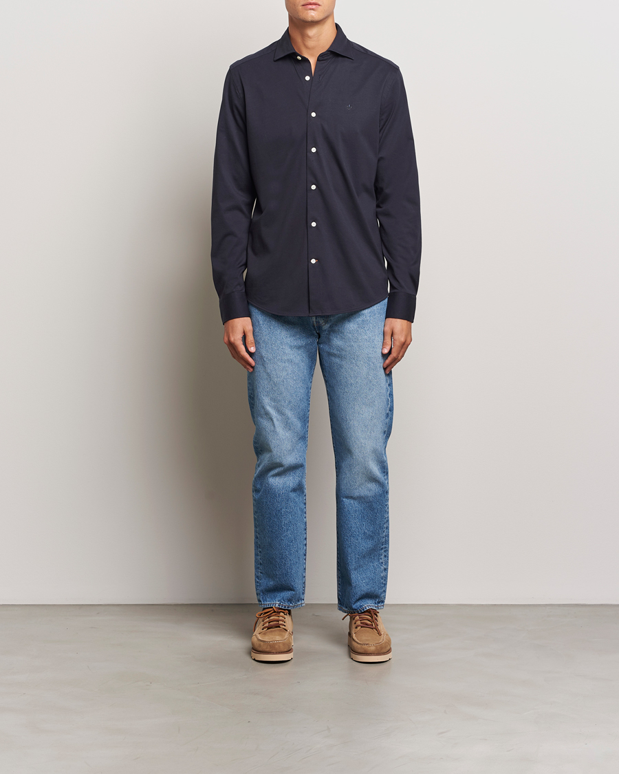 Heren | Overhemden | Morris | Dressed Jersey Shirt Old Blue