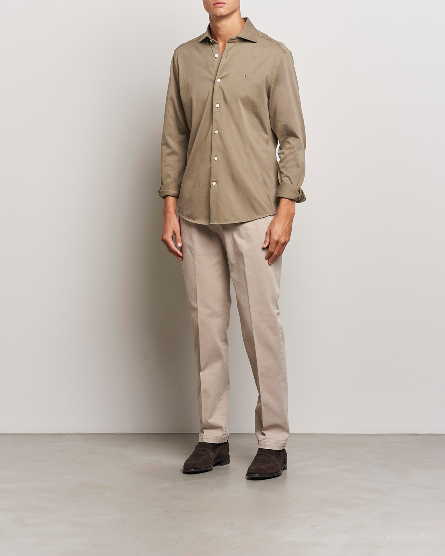Heren | Overhemden | Morris | Dressed Jersey Shirt Olive