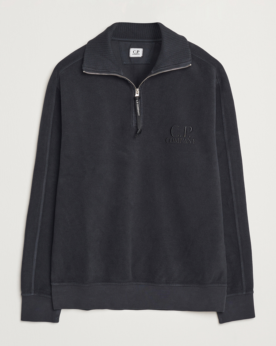 Heren | Truien | C.P. Company | Brushed Diagonal Fleece Half Zip Grey Black