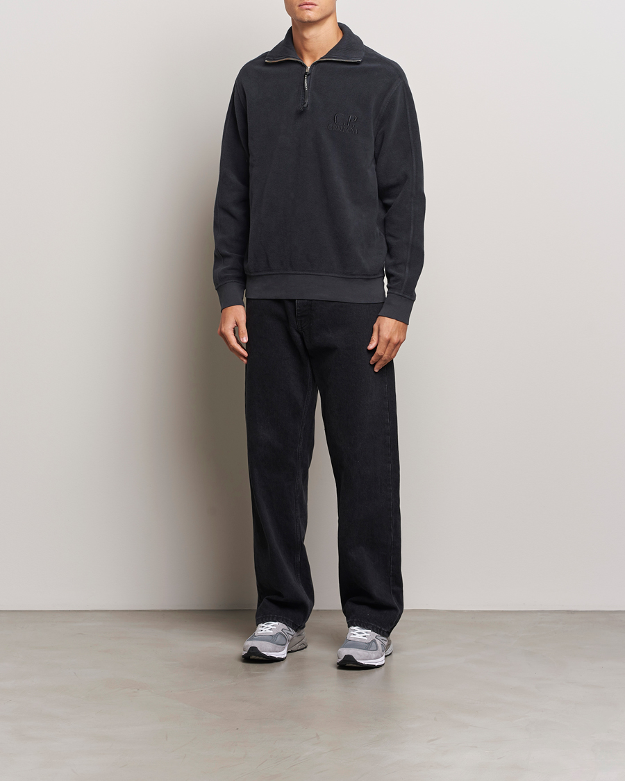 Heren | Truien | C.P. Company | Brushed Diagonal Fleece Half Zip Grey Black