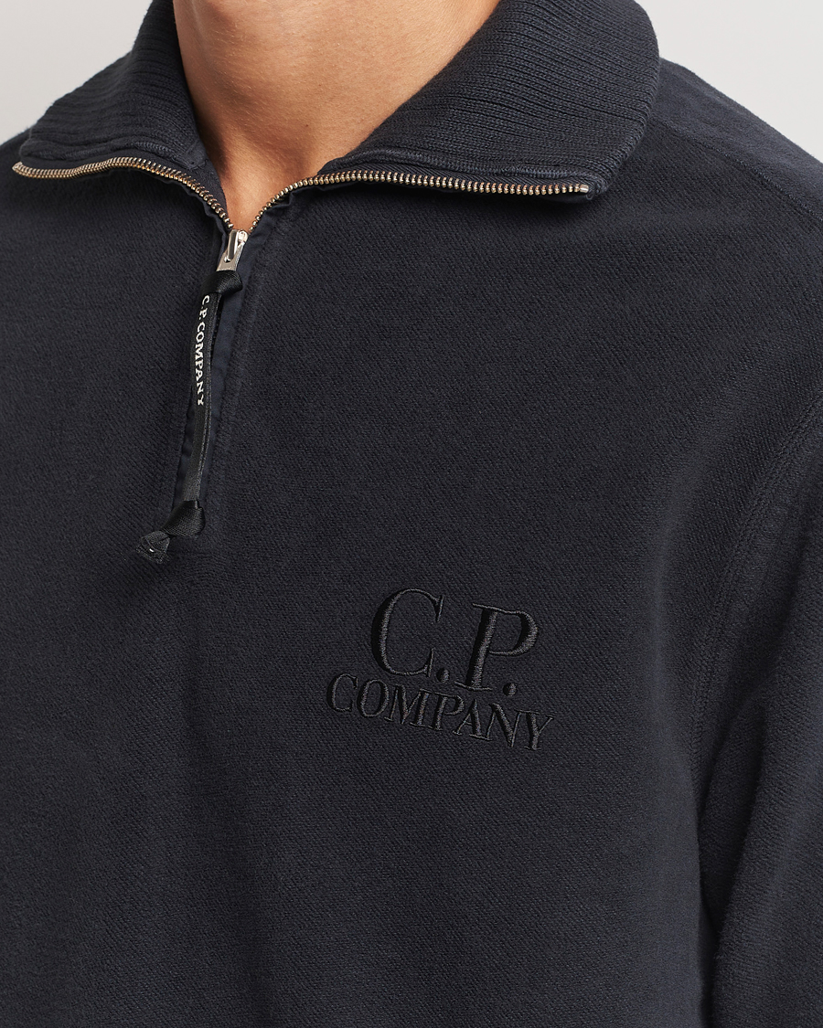 Heren | Truien | C.P. Company | Brushed Diagonal Fleece Half Zip Grey Black