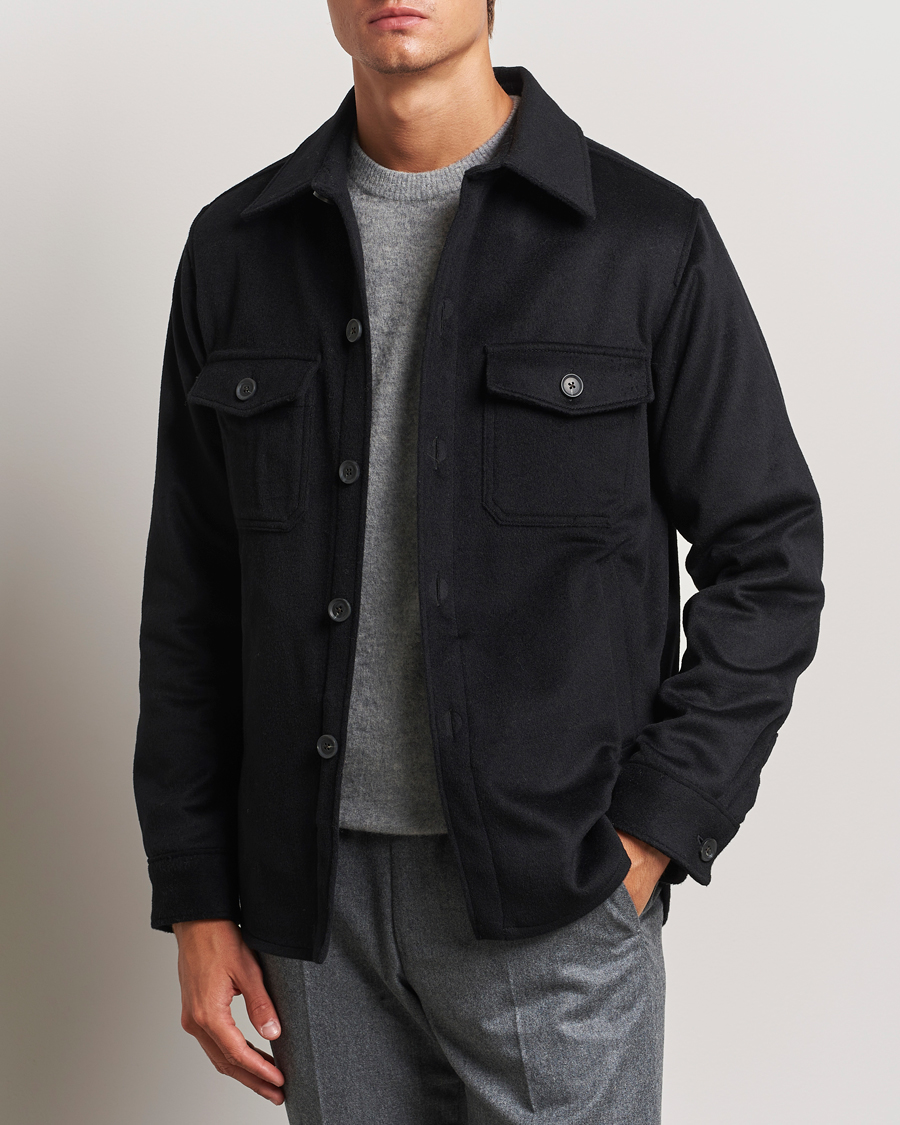Heren | Jassen | Oscar Jacobson | Maverick Wool/Cashmere Shirt Jacket Black