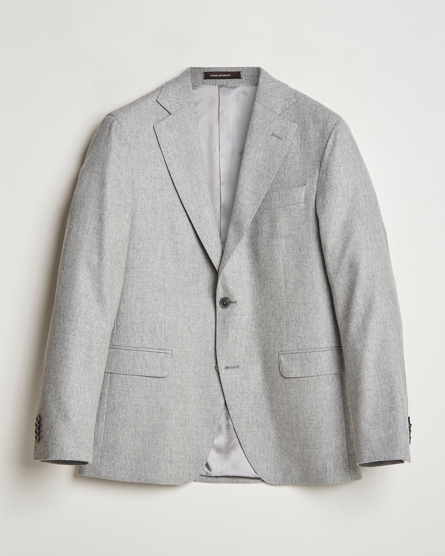 Heren | Blazers | Oscar Jacobson | Fogerty Flannel Blazer Light Grey