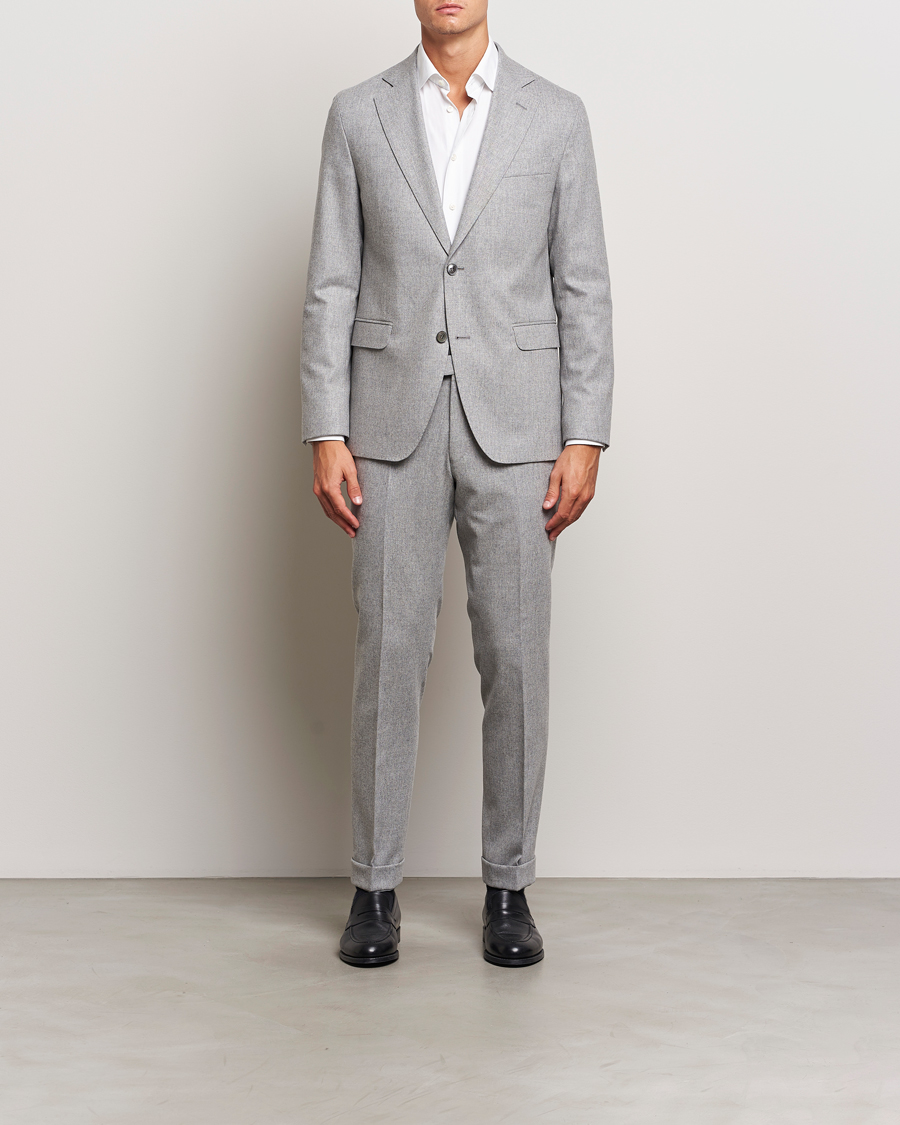 Heren | Blazers | Oscar Jacobson | Fogerty Flannel Blazer Light Grey