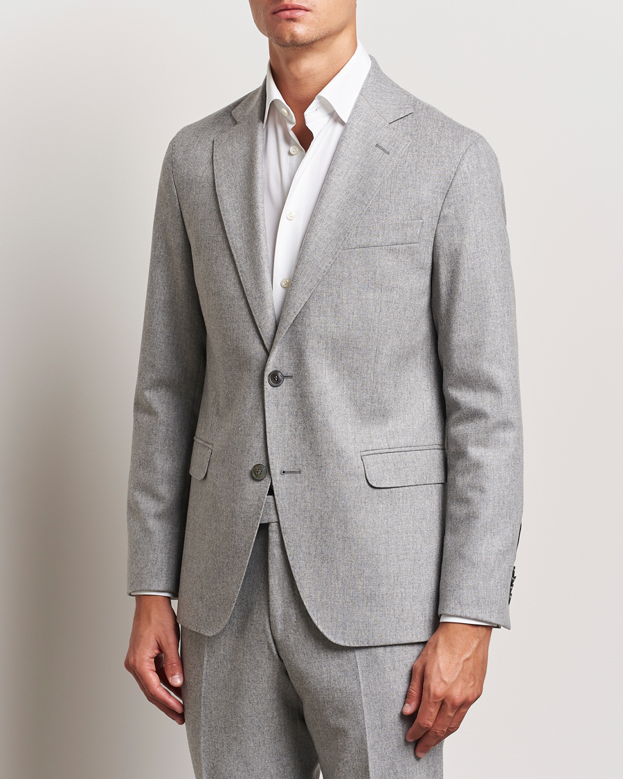 Heren | Blazers | Oscar Jacobson | Fogerty Flannel Blazer Light Grey