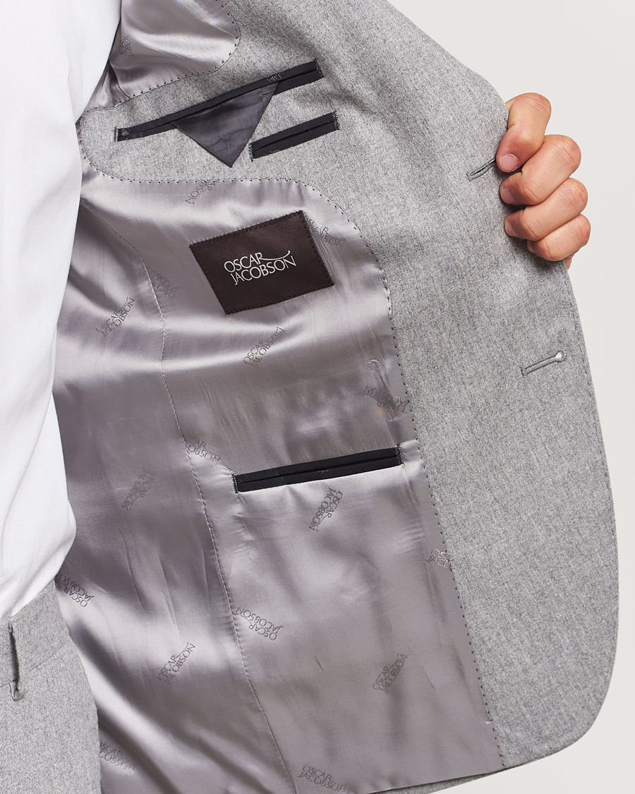Heren | Blazers | Oscar Jacobson | Fogerty Flannel Blazer Light Grey