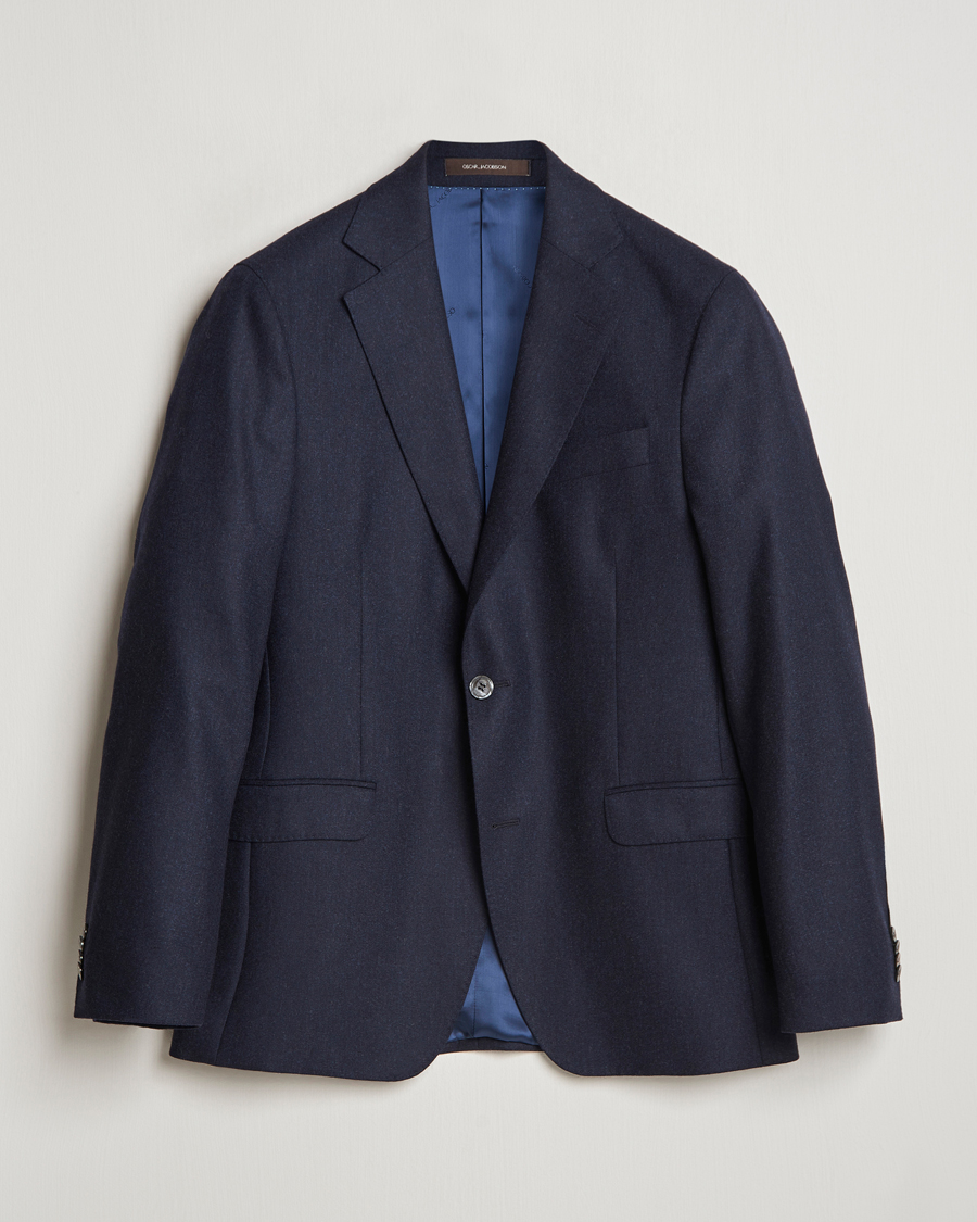 Heren | Blazers | Oscar Jacobson | Fogerty Flannel Blazer Navy