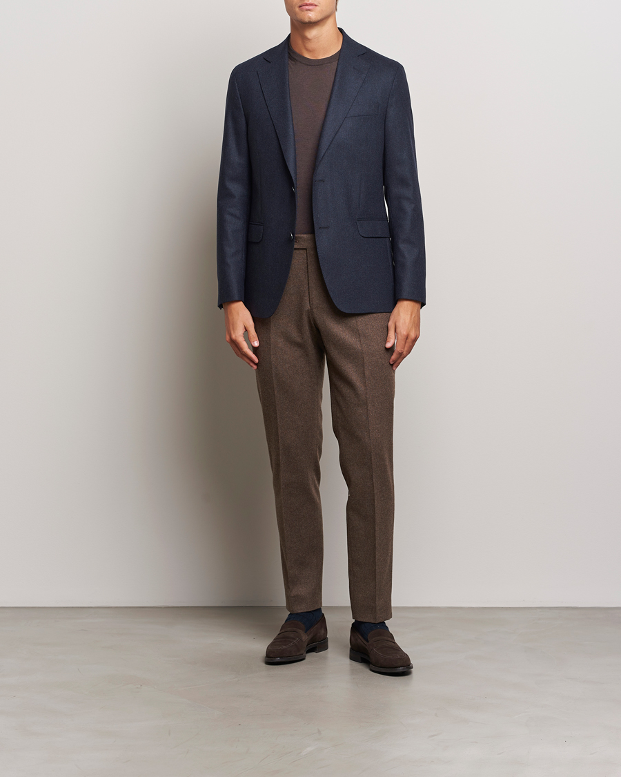 Heren | Blazers | Oscar Jacobson | Fogerty Flannel Blazer Navy