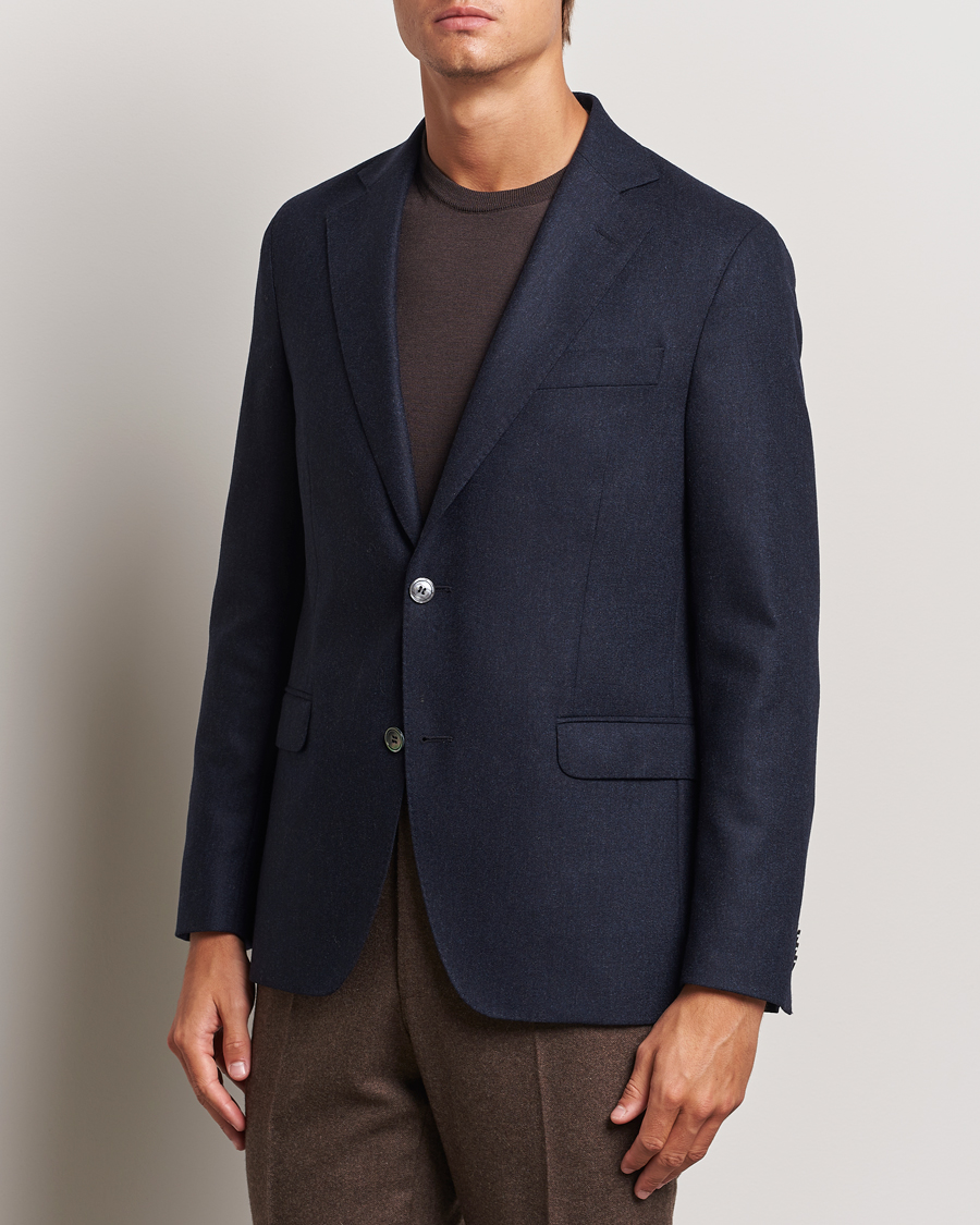 Heren | Blazers | Oscar Jacobson | Fogerty Flannel Blazer Navy