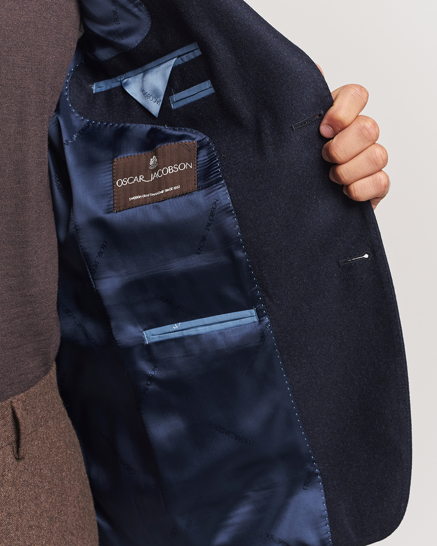 Heren | Blazers | Oscar Jacobson | Fogerty Flannel Blazer Navy