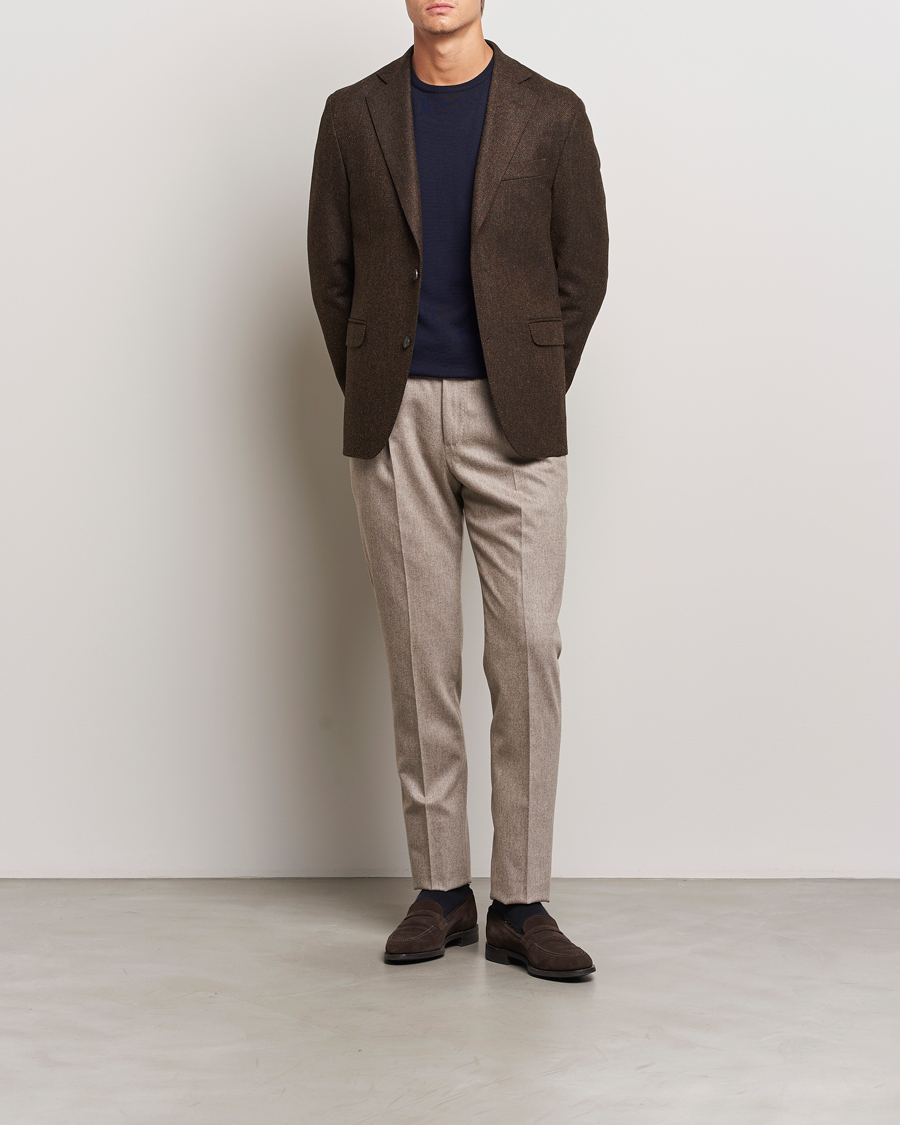 Heren | Blazers | Oscar Jacobson | Fogerty Moon Herringbone Tweed Blazer Brown