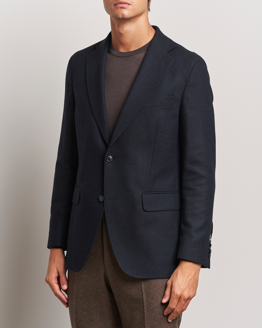 Heren | Blazers | Oscar Jacobson | Fogerty Wool Hopsack Blazer Navy