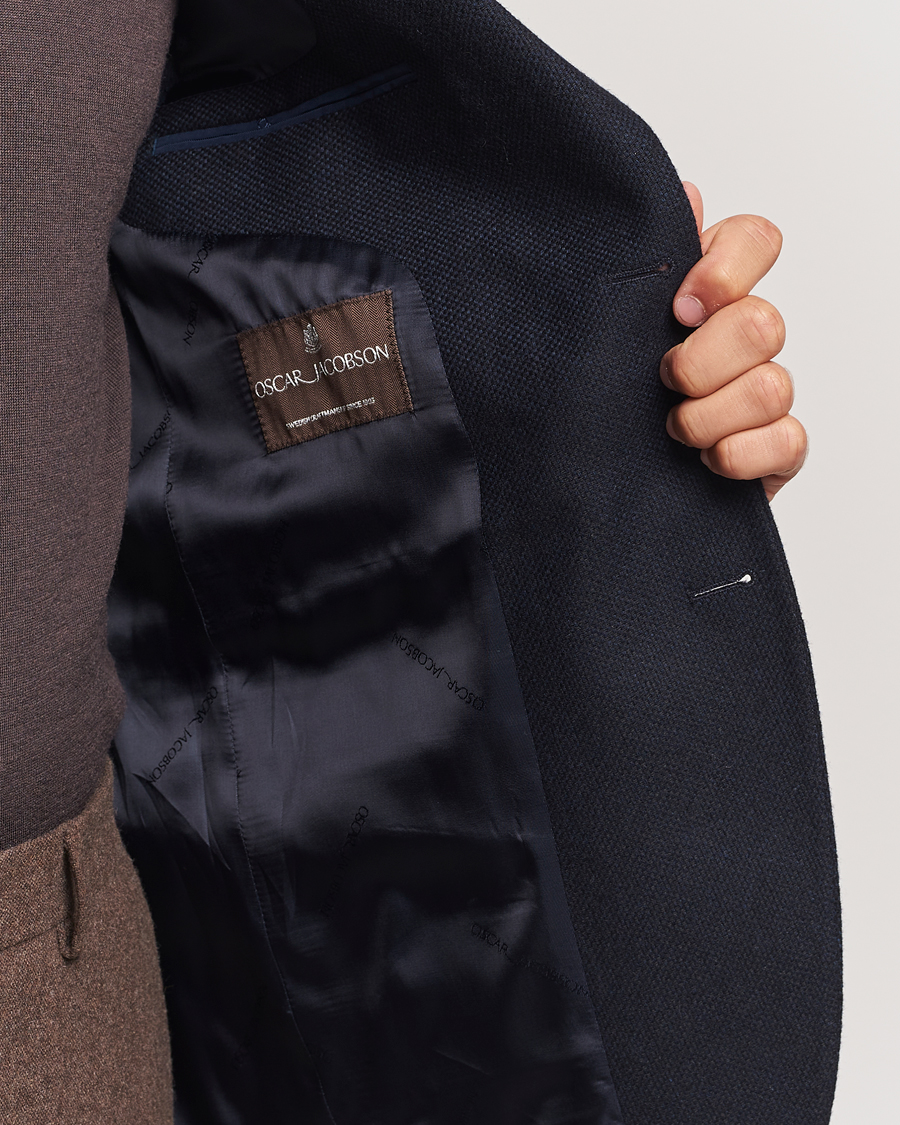 Heren | Blazers | Oscar Jacobson | Fogerty Wool Hopsack Blazer Navy