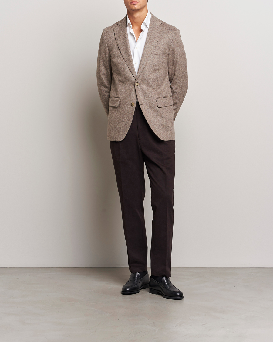 Heren | Blazers | Oscar Jacobson | Fogerty Herringbone Wool Blazer Beige