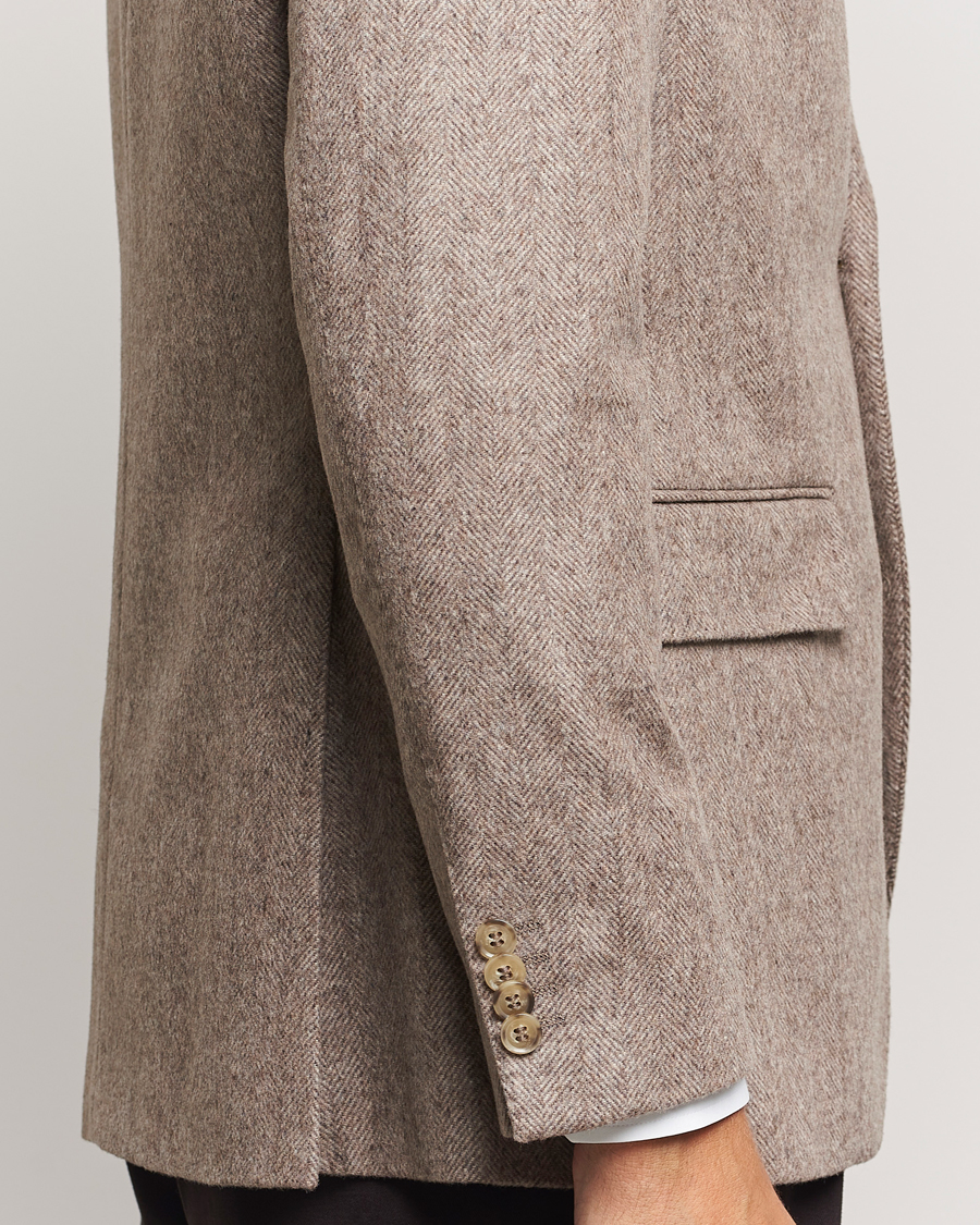 Heren | Blazers | Oscar Jacobson | Fogerty Herringbone Wool Blazer Beige