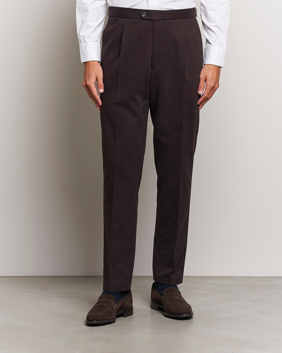 Heren | Broeken | Oscar Jacobson | Delon Brushed Cotton Trousers Brown