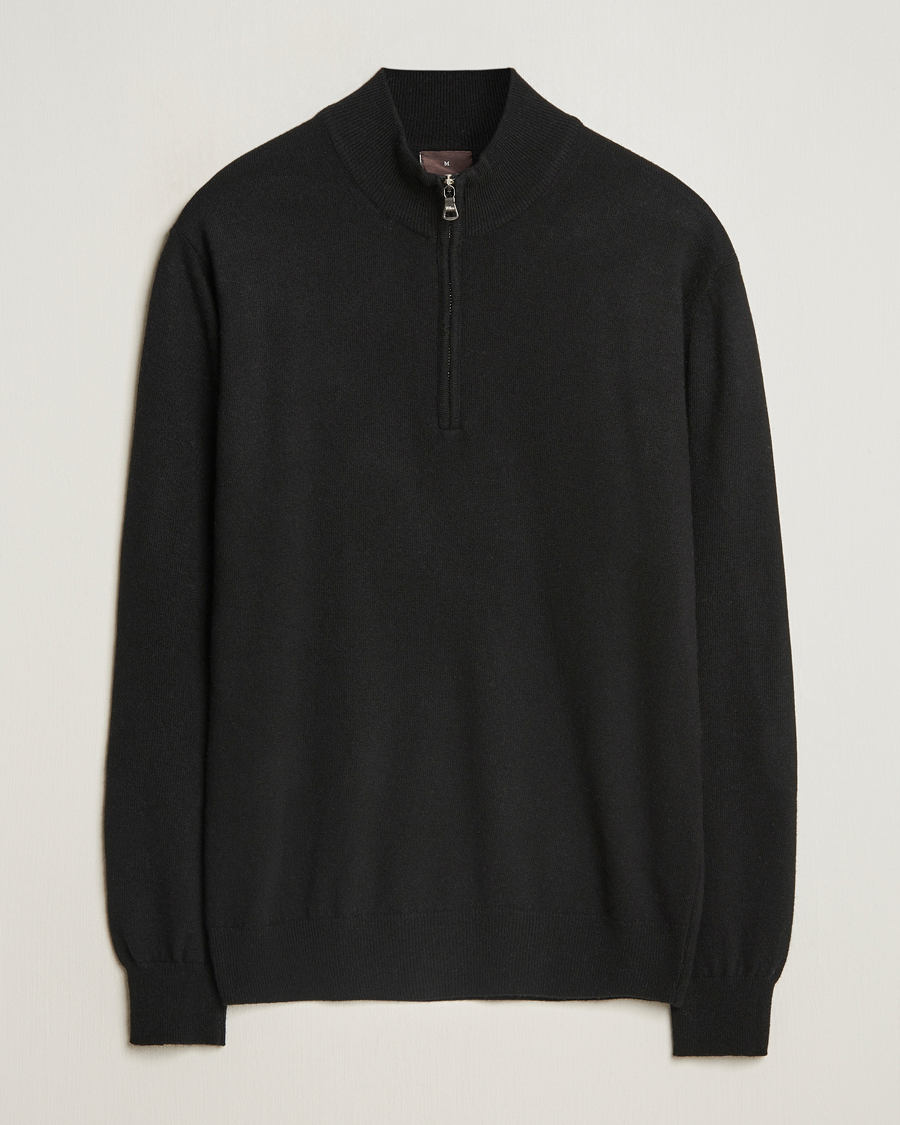 Heren | Truien | Oscar Jacobson | Patton Wool/Cashmere Half Zip Black