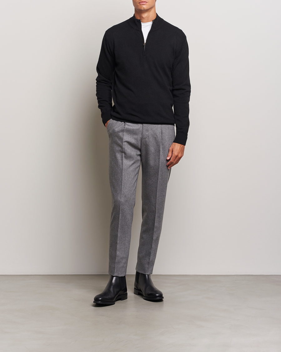 Heren | Truien | Oscar Jacobson | Patton Wool/Cashmere Half Zip Black