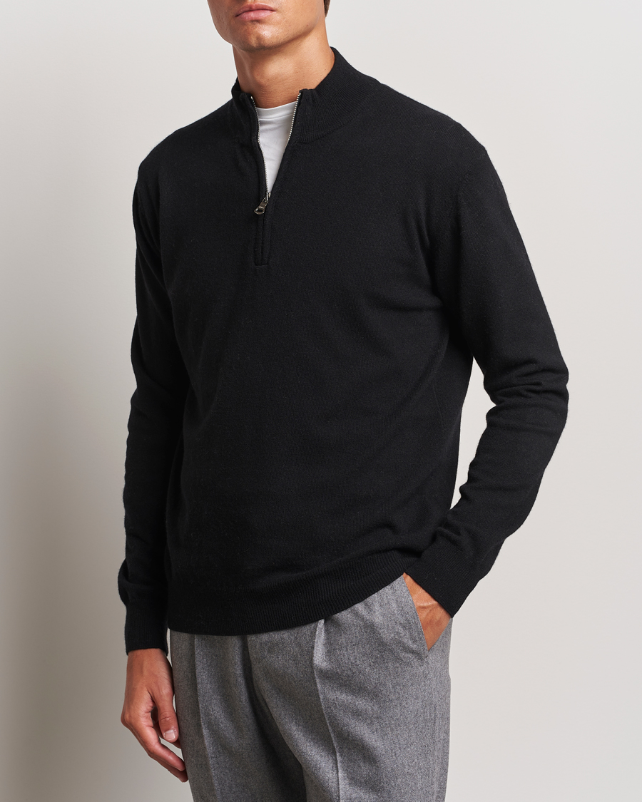 Heren | Truien | Oscar Jacobson | Patton Wool/Cashmere Half Zip Black