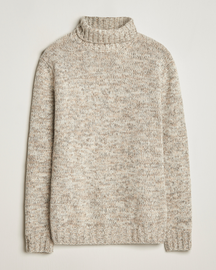 Heren | Truien | Oscar Jacobson | Mika Heavy Knitted Merino Rollneck Beige