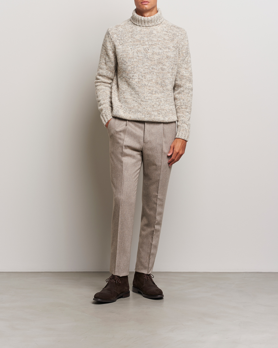 Heren | Truien | Oscar Jacobson | Mika Heavy Knitted Merino Rollneck Beige