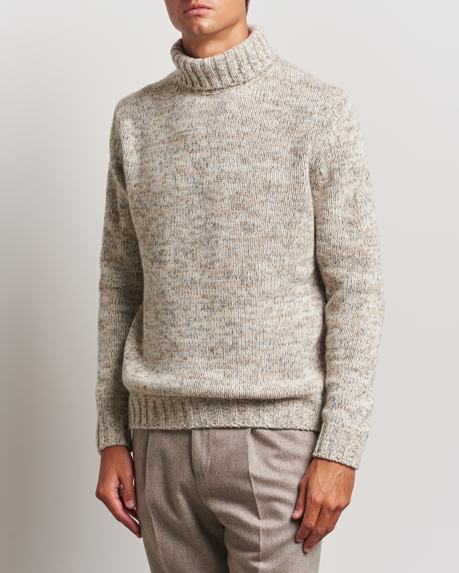Heren | Truien | Oscar Jacobson | Mika Heavy Knitted Merino Rollneck Beige