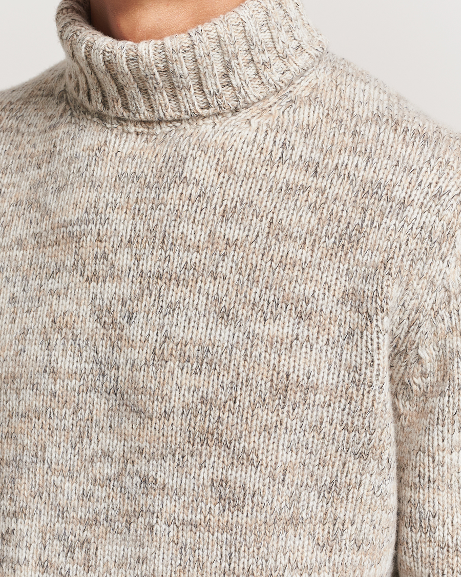 Heren | Truien | Oscar Jacobson | Mika Heavy Knitted Merino Rollneck Beige