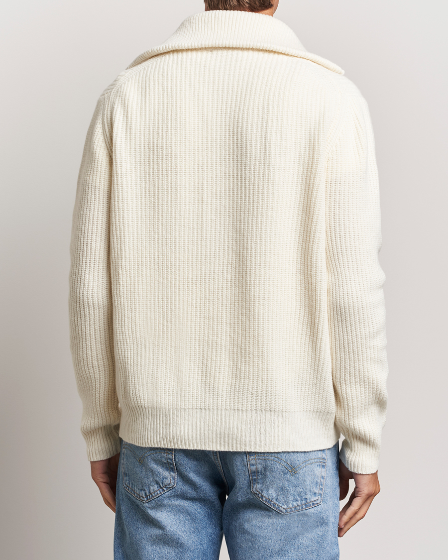 Heren | Truien | Oscar Jacobson | Mauritz Heavy Knitted Half Zip White