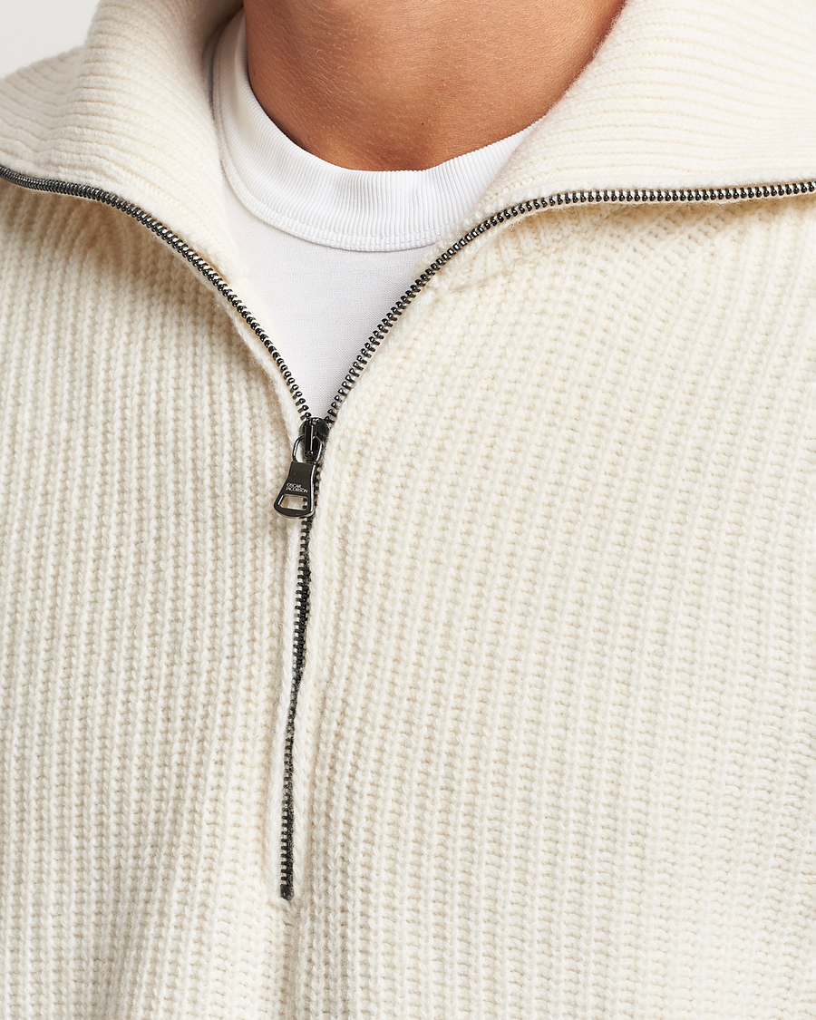 Heren | Truien | Oscar Jacobson | Mauritz Heavy Knitted Half Zip White