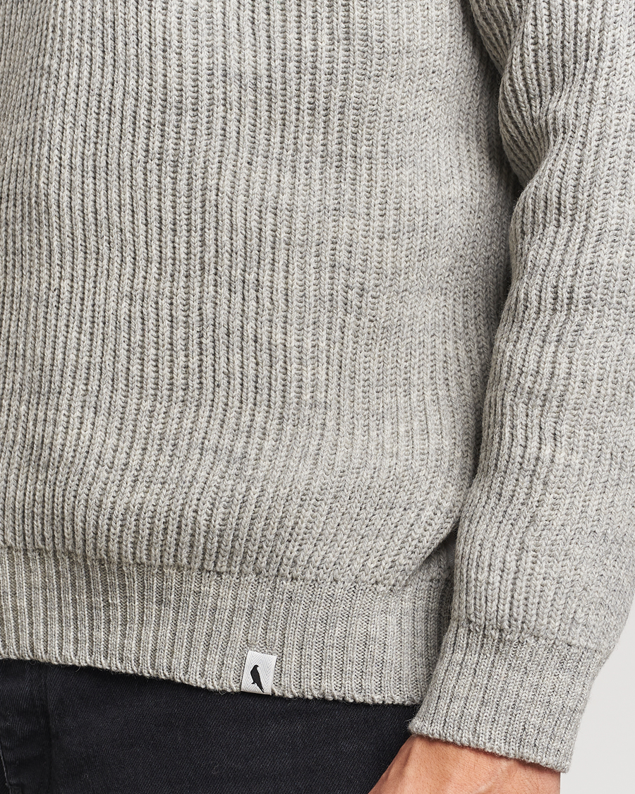 Heren | Truien | Peregrine | Ford Knitted Wool Half Zip Light Grey