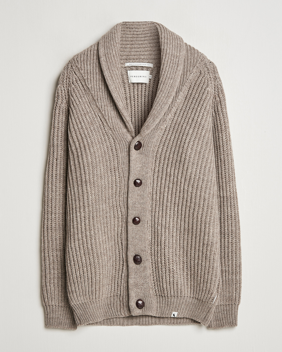 Heren | Truien | Peregrine | Wilkinson Ribbed Wool Cardigan Light Brown
