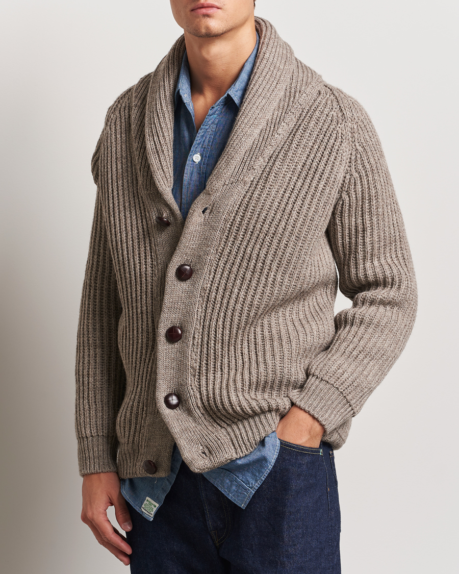 Heren | Truien | Peregrine | Wilkinson Ribbed Wool Cardigan Light Brown