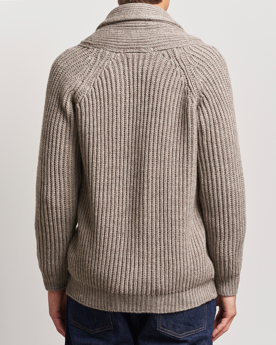 Heren | Truien | Peregrine | Wilkinson Ribbed Wool Cardigan Light Brown