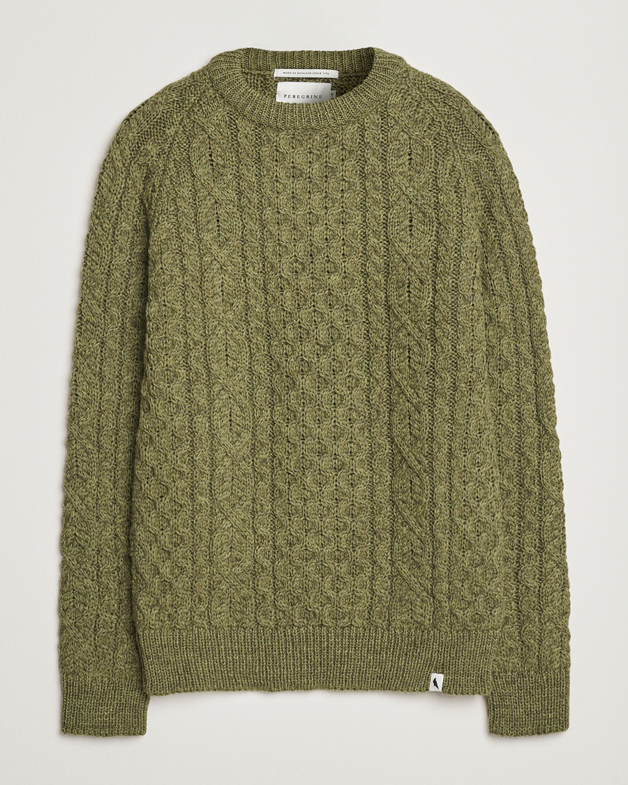 Heren | Truien | Peregrine | Hudson Wool Aran Knitted Jumper Apple