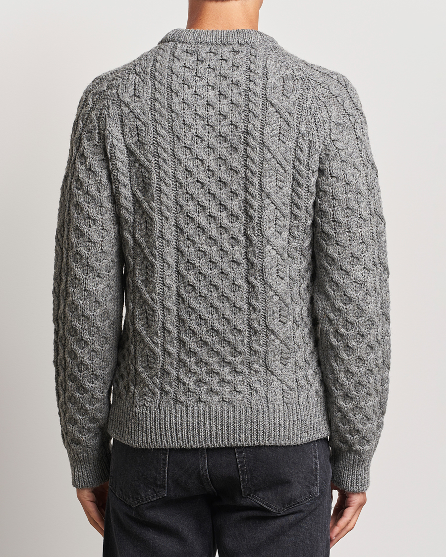 Heren | Truien | Peregrine | Hudson Wool Aran Knitted Jumper Steel