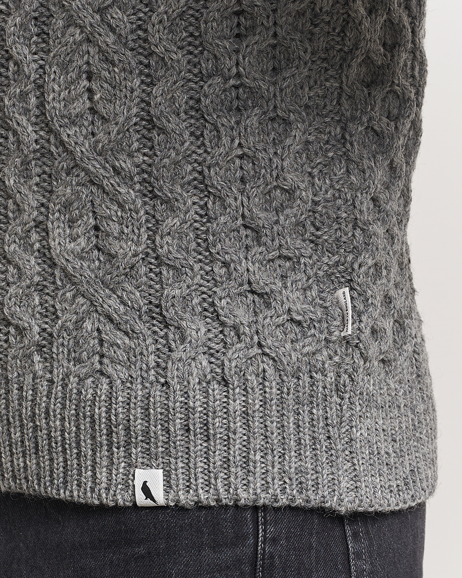 Heren | Truien | Peregrine | Hudson Wool Aran Knitted Jumper Steel