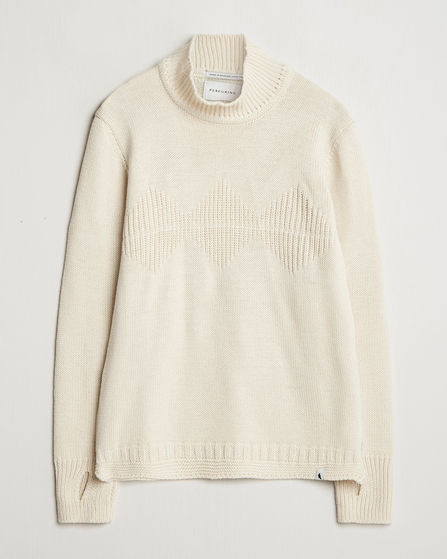 Heren | Truien | Peregrine | Mountain Guernsey Merino Funnel Neck Cream
