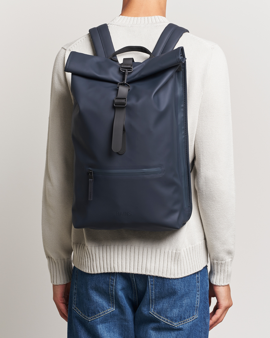 Heren | Tassen | RAINS | Rolltop Rucksack Navy