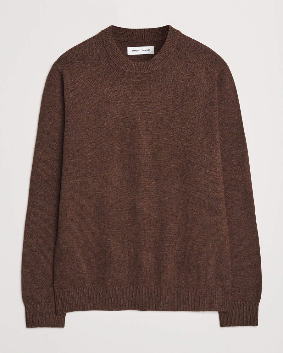 Heren | Truien | Samsøe Samsøe | Isak Knitted Crew Neck Chocolate Brown