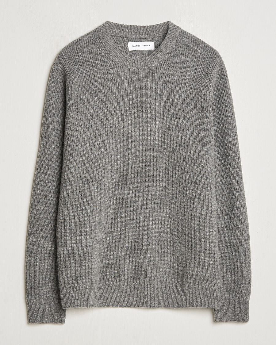 Heren | Truien | Samsøe Samsøe | Isaks Knitted Crew Neck Dark Grey Melange